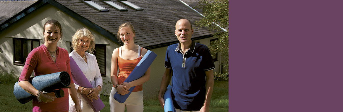 4 Dru Yogis at the Dru Yoga International Training Centre, Snowdonia, North Wales, UK